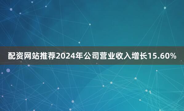 配资网站推荐2024年公司营业收入增长15.60%
