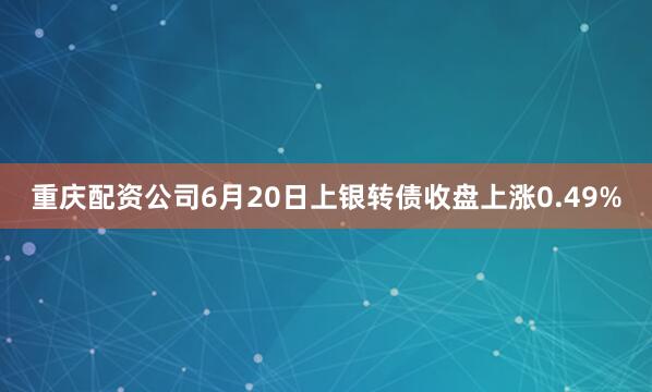重庆配资公司6月20日上银转债收盘上涨0.49%